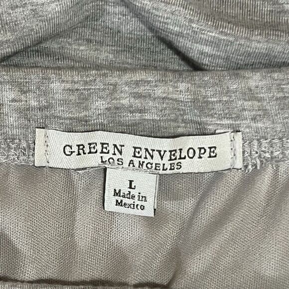 Green Envelope Womens Size Large Gray Ruched Side Midi Pull On Skirt - Picture 3 of 3